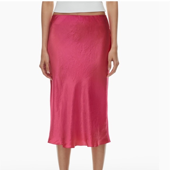 Babaton High-rise Satin Midi Slip Skirt - Pink (00) - Picture 2 of 5